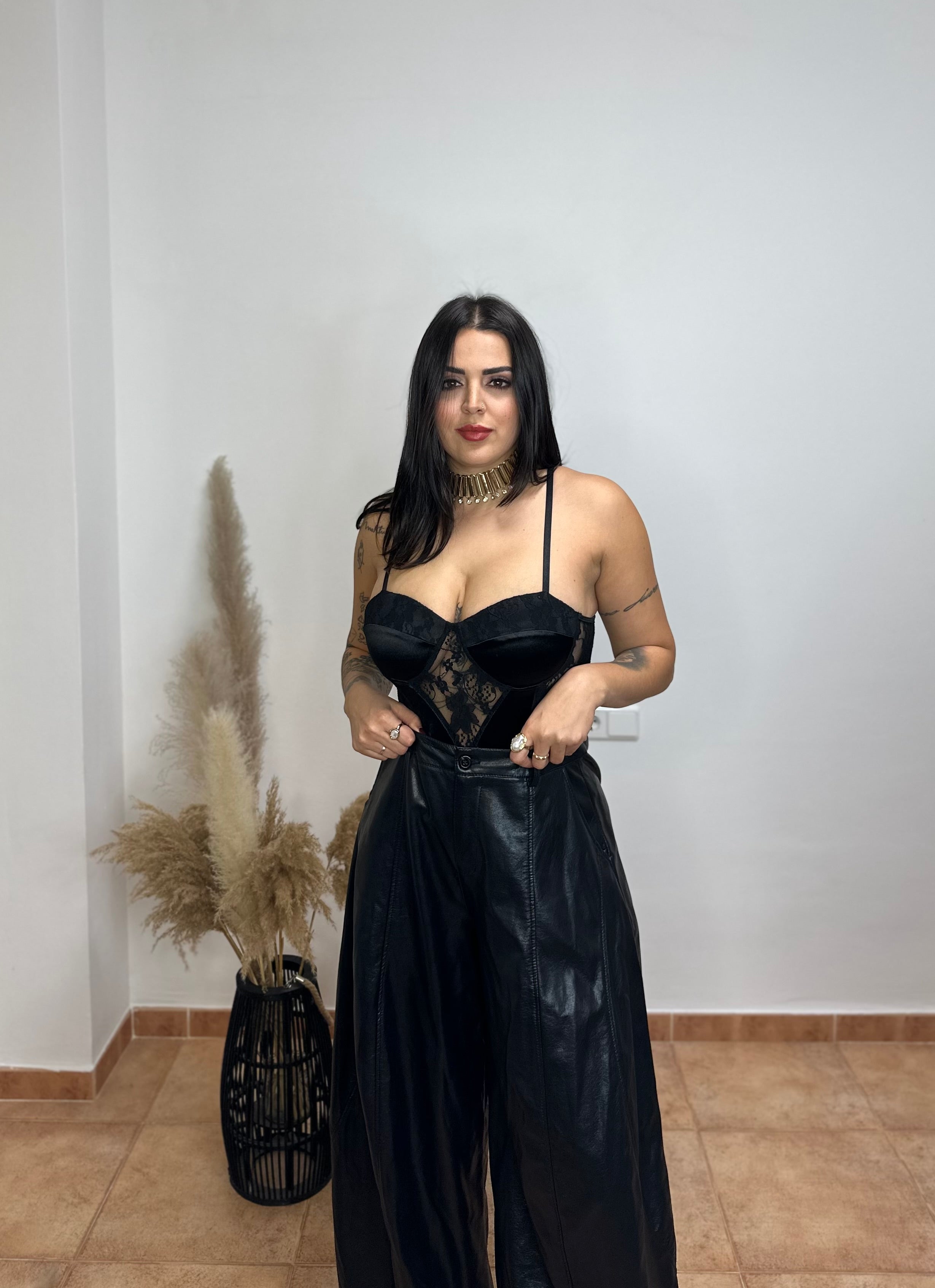 Pantalón Leather Balloon Negro