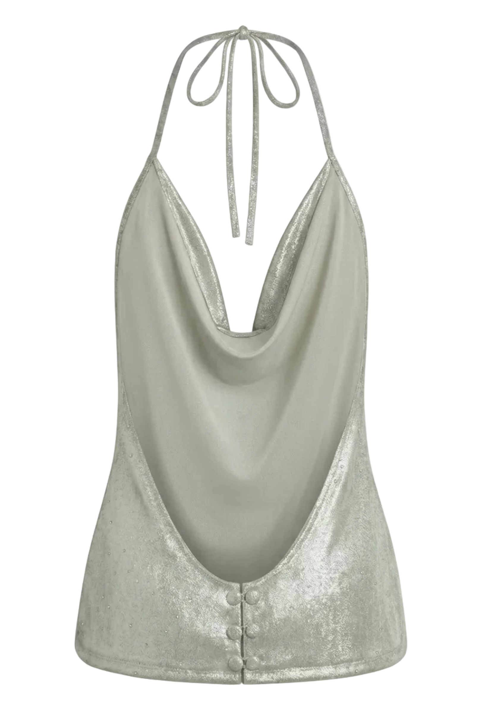 Parte trasera abierta del top plateado