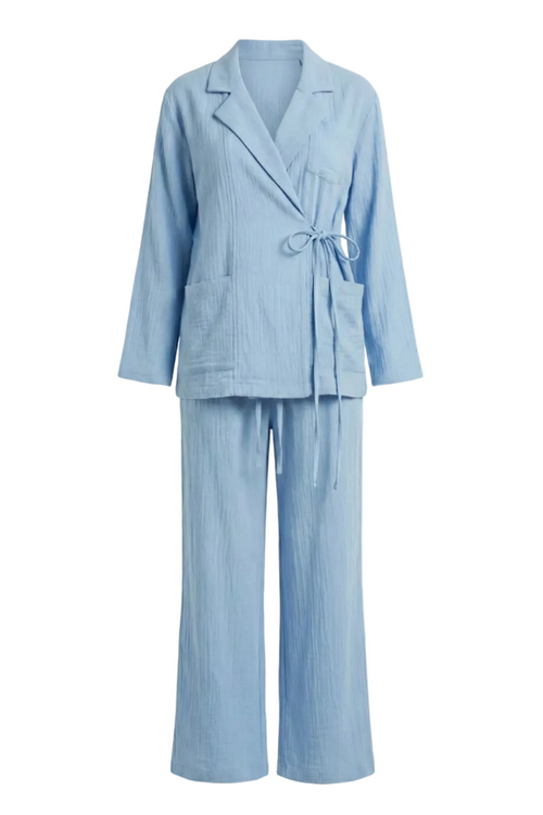 Conjunto de lino azul celeste