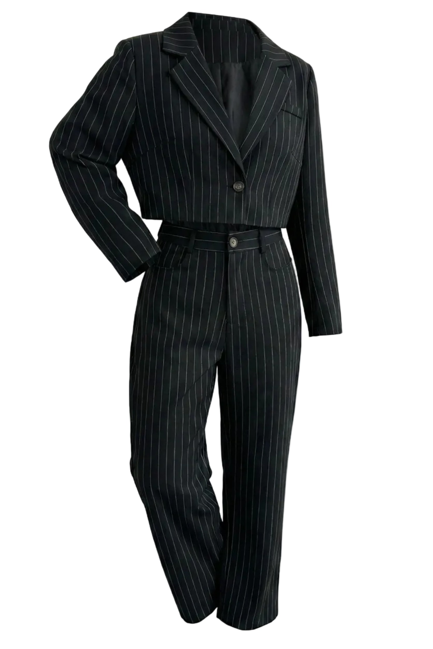 Conjunto de traje chaqueta y pantalon con lineas